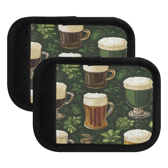 WOBOGO Beer Pattern with St Patricks Luggage Handle Wrap 2Pcs Made of Neoprene is Soft and Flexible Suitable for Many Bags Shoulder Pads.