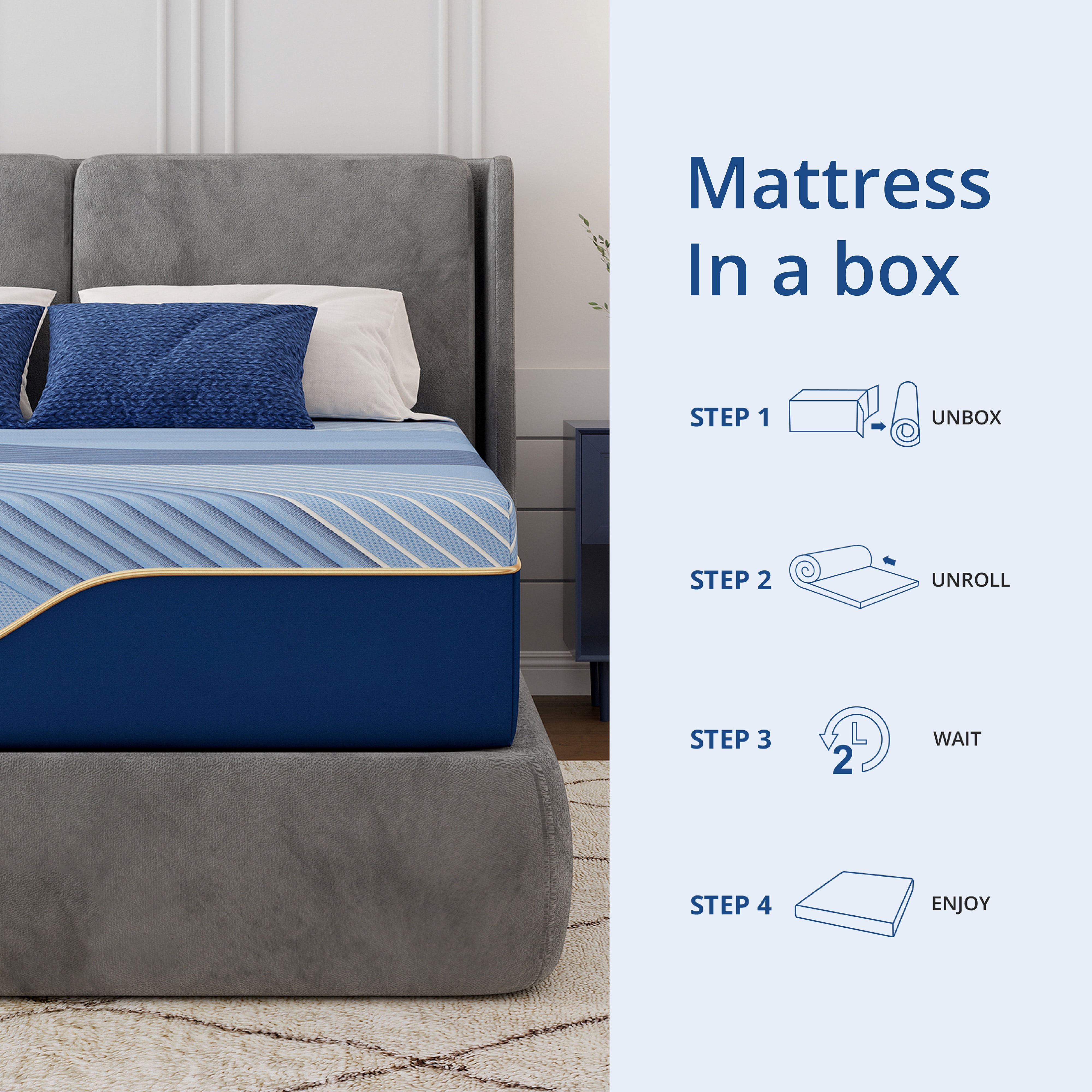 Arctus 12" Copper Gel Memory Foam Mattress, Full Size, Springless, Medium Firm, in a box