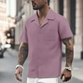 thumbnail image 2 of MIXUE Mens Casual Button Down Shirts Solid Color Summer Lapel Short Sleeve Fashion Shirt Tops Daily-Wear,Pink,L, 2 of 5