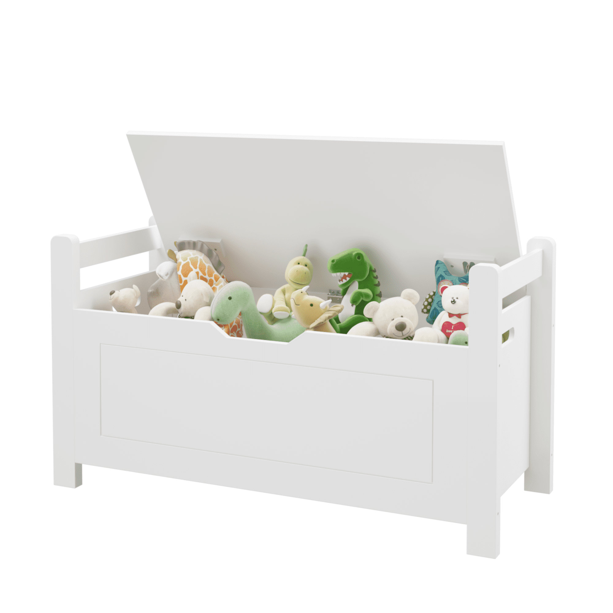Toy Box for Girls & Boys, Wooden Toy Storage Chest for Kids 150 lbs, Porch Entryway Storage Trunk for Toy Clothes Bedroom Living Room, White