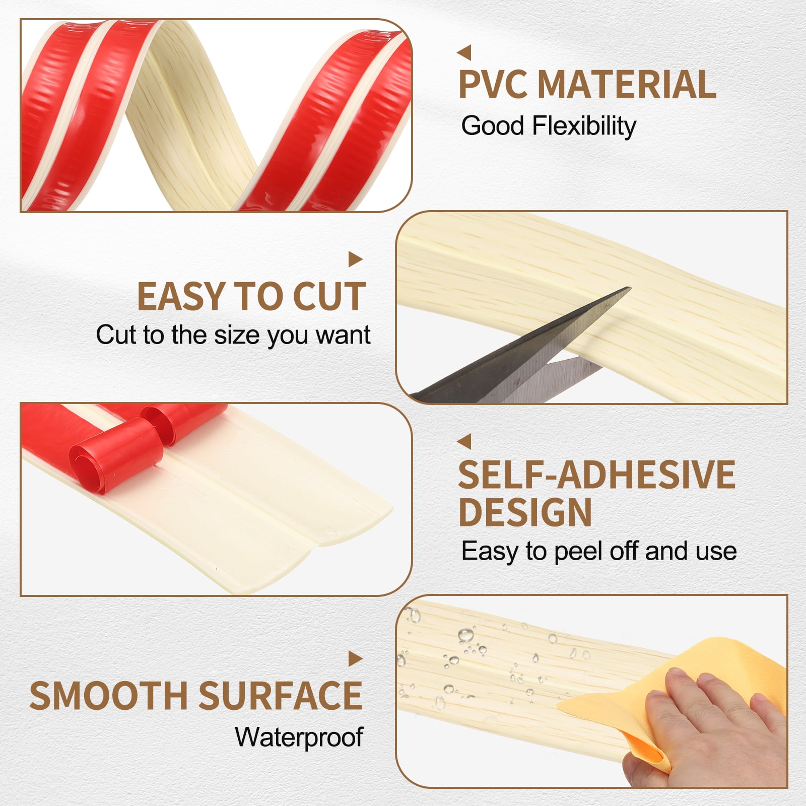 Uxcell Protector 1.6"x19.7 ft Self Adhesive Guard Beige Wood Grain for Wall Table Floor