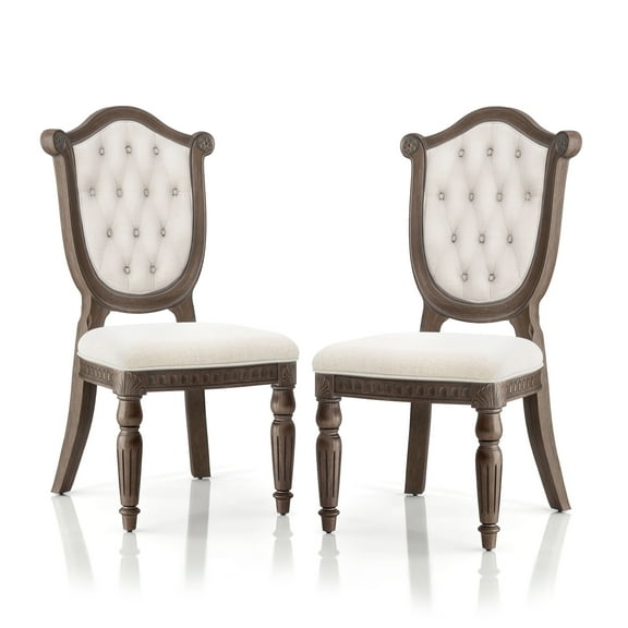 Furniture of America Feyric Rustic Solid Wood Indoor Side Chairs, Weathered Oak (Set of 2)