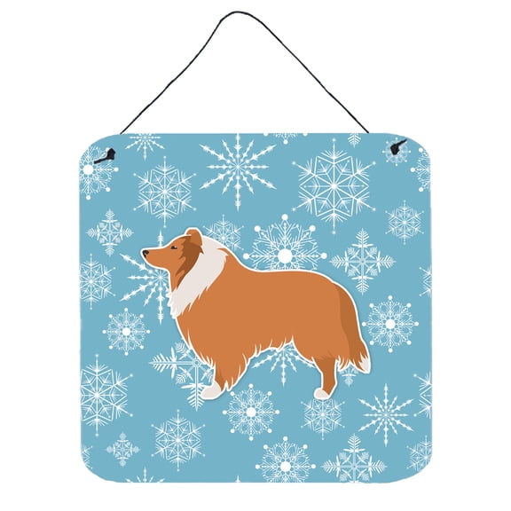 Winter Snowflake Design with Dog Art Wall or Door Hanging Prints