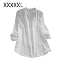 thumbnail image 1 of Camisa de mujer Manga larga Primavera Otoño Blusa Cuello en V Chica Top suelto, Blanco, 5XL Kearding AP000936-23, 1 of 7