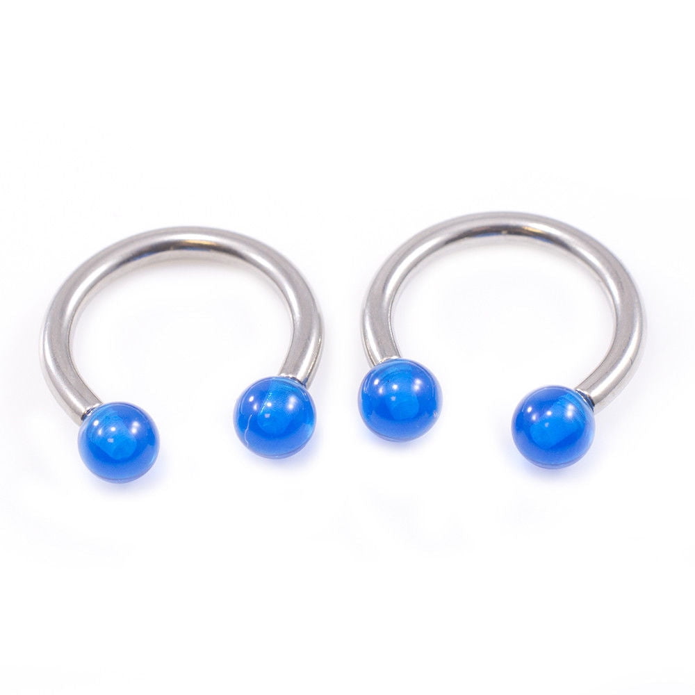 Pair of Horseshoe with Acrylic Ball end 10g Made of Surgical Steel