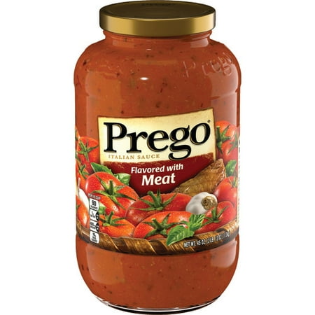 (2 Pack) Prego Italian Sauce Flavored with Meat Sauce, 45 oz (Best Spaghetti Recipe With Prego Sauce)