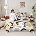 thumbnail image 4 of Homewish Teens Geometric Swirl Stripes 3 Pieces Queen Comforter Set,Abstract Watercolor Graffiti Ultra Soft Bedding Sets,Vintage Aesthetic Bedding Comforter Set Breathable,Luxury Bedroom Decor, 4 of 8