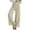 Beige, variant on Womens Corduroy Casual Pants Fall Classic Wide Leg Trousers Two Button Detail Semi Elastic Waist