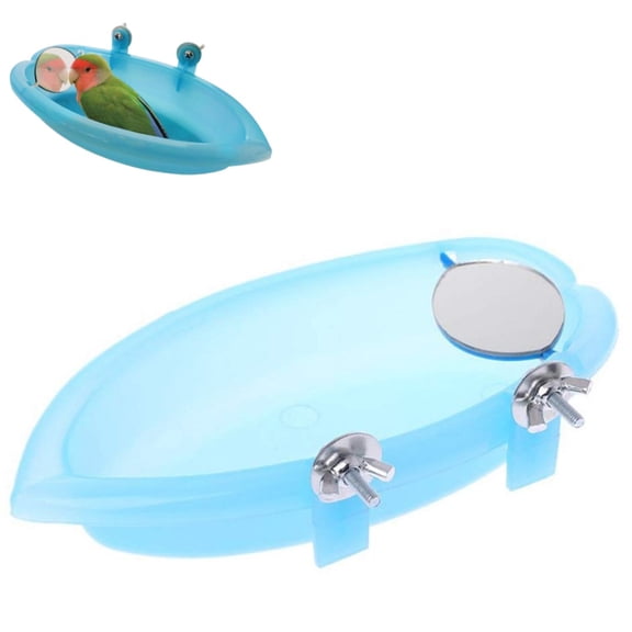 Bird Bath with Mirror Portable Bird Bathroom Parakeet Shower Tub, Fun Interactive Bath, Easy to Install and Clean, Stable for Budgies/Canaries/Finches