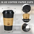 thumbnail image 6 of Lamosi 100 Pack 16 oz Coffee Cups, Disposable Paper Cups with Lids and Sleeves, Black To Go Hot Cups, 6 of 9