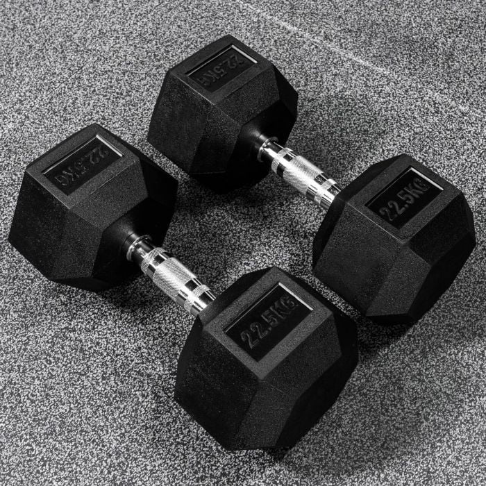 METIS Hex Dumbbells [Pair] | Premium Rubber-Coated Free Weights for Home & Gym Workouts | Full Set & Rack Available [5.5lbs – 110lbs]