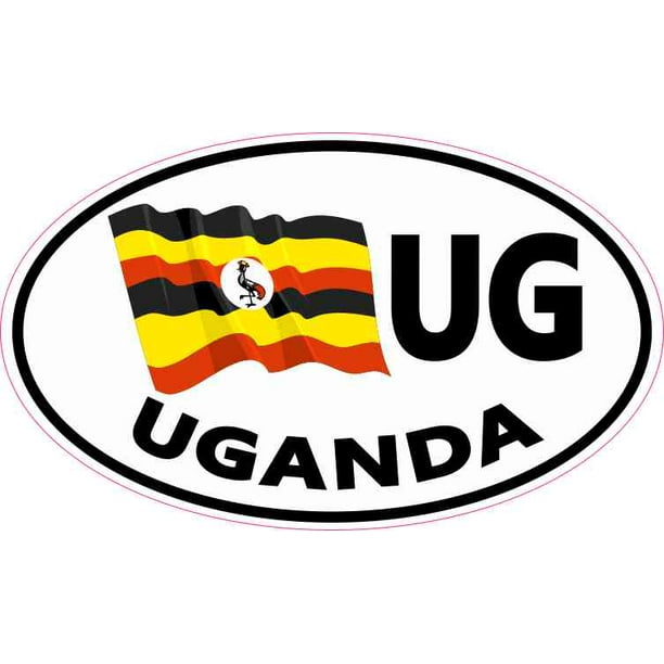 5in x 3in Oval UG Uganda Flag Sticker Vinyl Vehicle Decal Travel Cup Stickers