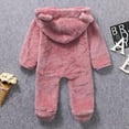 thumbnail image 6 of Odeerbi Infant Romper Baby Boys Girls Clothes Newborn Winter Fleece Jumpsuit Solid Hooded Romper Warm Coat Outwear Hot Pink, 6 of 9