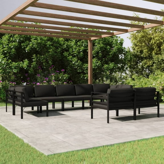 vidaXL 9 Piece Patio Lounge Set with Cushions Aluminum Anthracite
