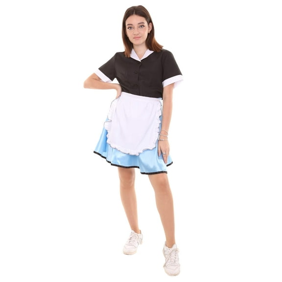 HPO| Adult Women's Black & Blue 50's Car Hop Lady Waitress Costume | Synthetic Fabric