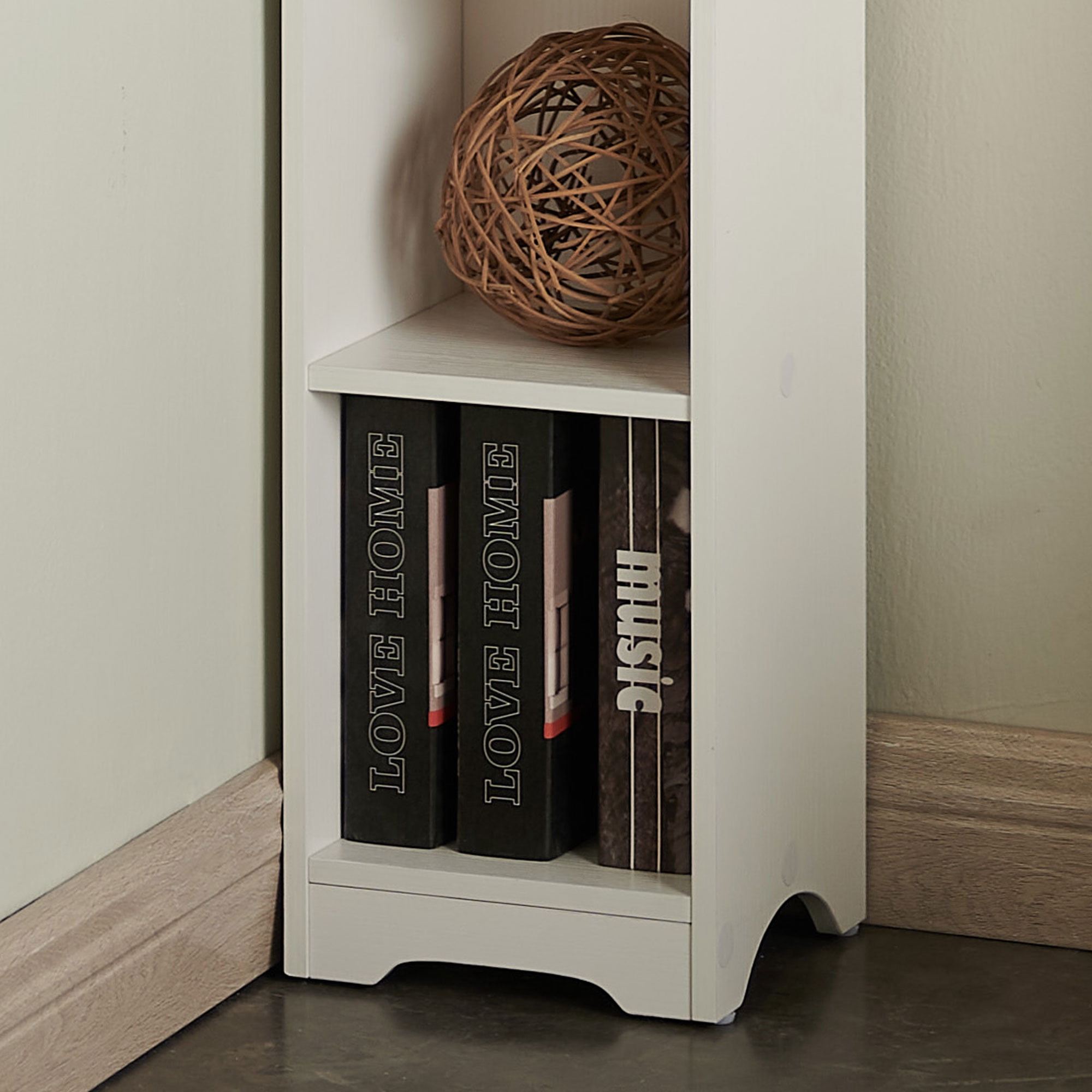 Kings Brand Furniture Mora 6-Tier Tall Narrow Slim Bookcase, White