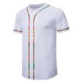thumbnail image 1 of Hombres Casual Manga Corta Estampado Patchwork Béisbol Botón Camisa Tops Blusa Pompotops  oipoqjl48663, 1 of 9