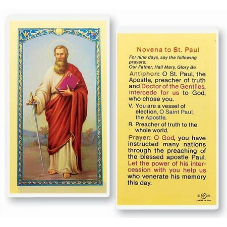 

Saint Paul Novena Laminated Catholic Prayer Holy Card with Prayer on Back Pack of 25