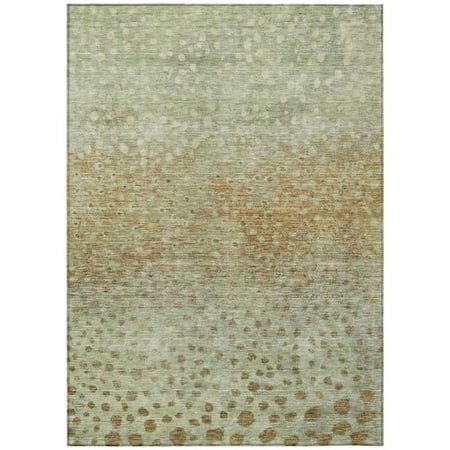 HomeRoots 603075 9 x 12 ft. Artichoke Green Ivory & Brown Abstract Washable Indoor & Outdoor Rectangle Area Rug