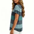 thumbnail image 4 of Lumistal Plus Size Women Summer Tops Thin Breathable Casual T-Shirts Striped Blouse Short Sleeve Top Basic Tee Fashion Leisure Tshirt for Women Going Out Tops XL-5XL Green XXXXXL, 4 of 6