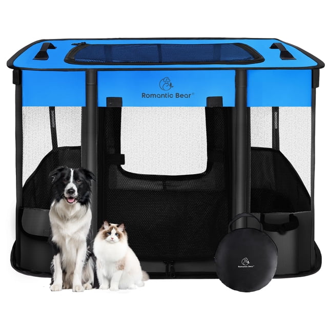 Corral para perros ROMANTIC BEAR 102x81x61 cm plegable con cubierta de sombra