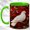 Green, variant on White Dove Coffee Mug, Red Mosaic Bird Mug, Ceramic 11 oz