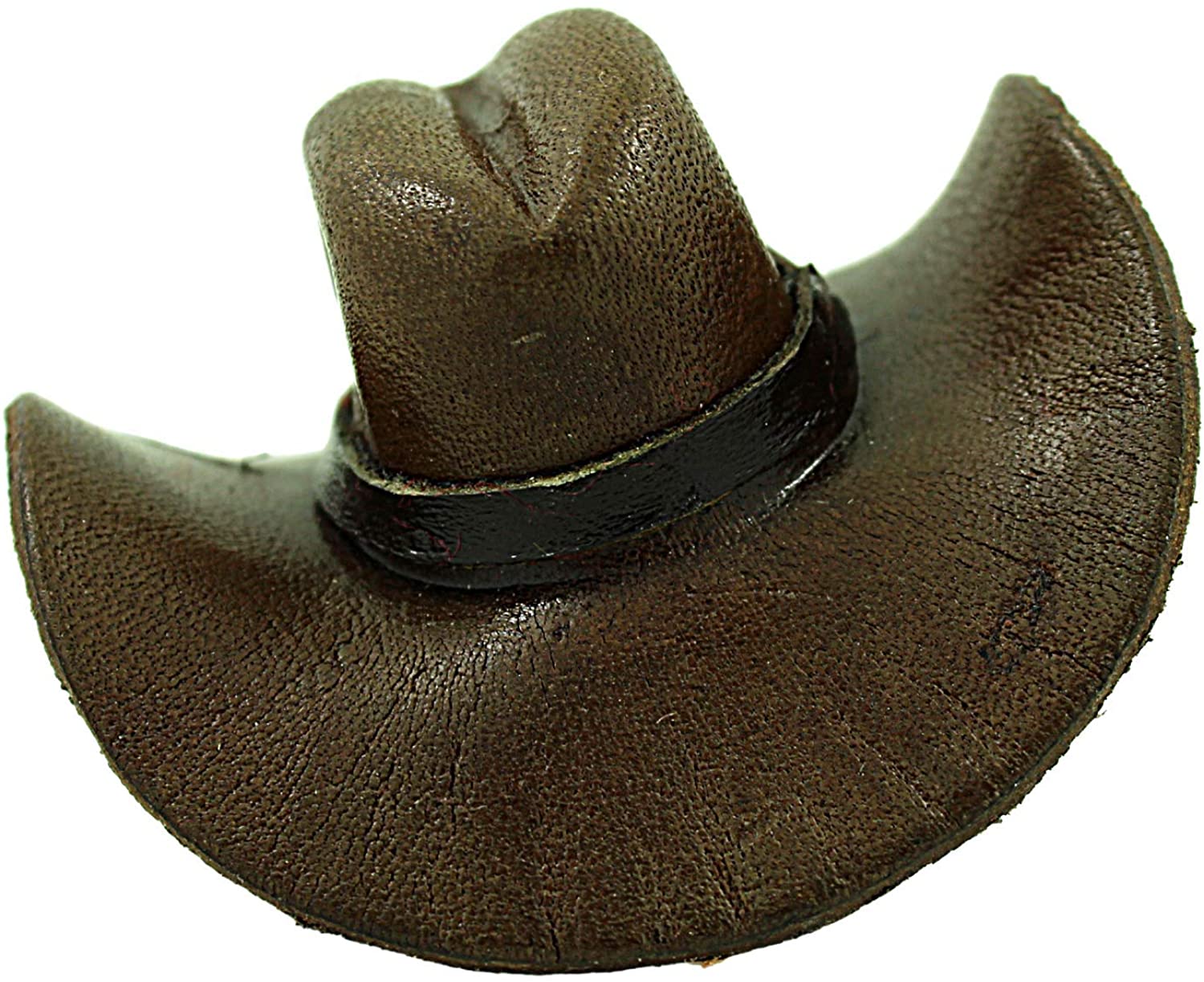 Mini Cowboy Hat Keychain, Brown Leather 