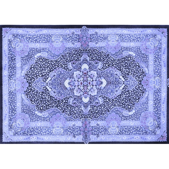 Ahgly Company Machine Washable Indoor Rectangle Persian Blue Traditional Area Rugs, 7' x 10'