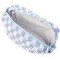 thumbnail image 3 of Bolsa de maquillaje de lana, neceser de viaje a cuadros de gran capacidad, 3 of 8