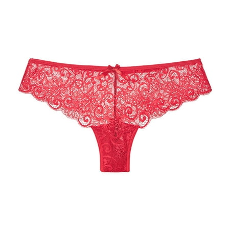 

IROINNID Thong Underwear For Women High-Cut Cutout Lace Briefs Sexy Hollow Out Lingerie Elastic Solid Color Invisible Panties