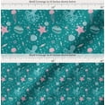 thumbnail image 2 of Soimoi Green Cotton Cambric Fabric Jellyfish & Octopus Ocean Print Sewing Fabric Yard 42 Inch Wide, 2 of 7