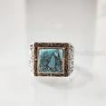 thumbnail image 3 of Blue Copper Turquoise Mans Ring, Natural Turquoise Ring, Oxidized Two Tone, 925 Silver Ring, Birthday Gift, Heavy Mens Ring, Arabic Design, Ottoman Style Ring, Christmas, Turkey Mens Signet Ring, 3 of 8