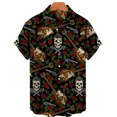 thumbnail image 1 of Men's Hawaiian Shirt One Button Shirt Cartoon Musical Instrument Pattern Oversize 3d Printing Loose Short Sleeve Beach Tops, 1 of 5