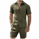 thumbnail image 2 of Ceisia Men's Slim Fit Jacquard 2-Piece Set Short Sleeve Button-Down Shirt with Elastic Waist Drawstring Shorts Gifts, 2 of 9