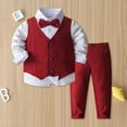 thumbnail image 2 of Suilloe Toddler Boys Outfit Sets Solid Color Long Sleeve Bodysuit And Pants Vest With Bow Tie Hat Set Kids Boys Spring Summer Wedding Party Church Occasions Outfit Sets,4 Piece,18 -24 Months, 2 of 9