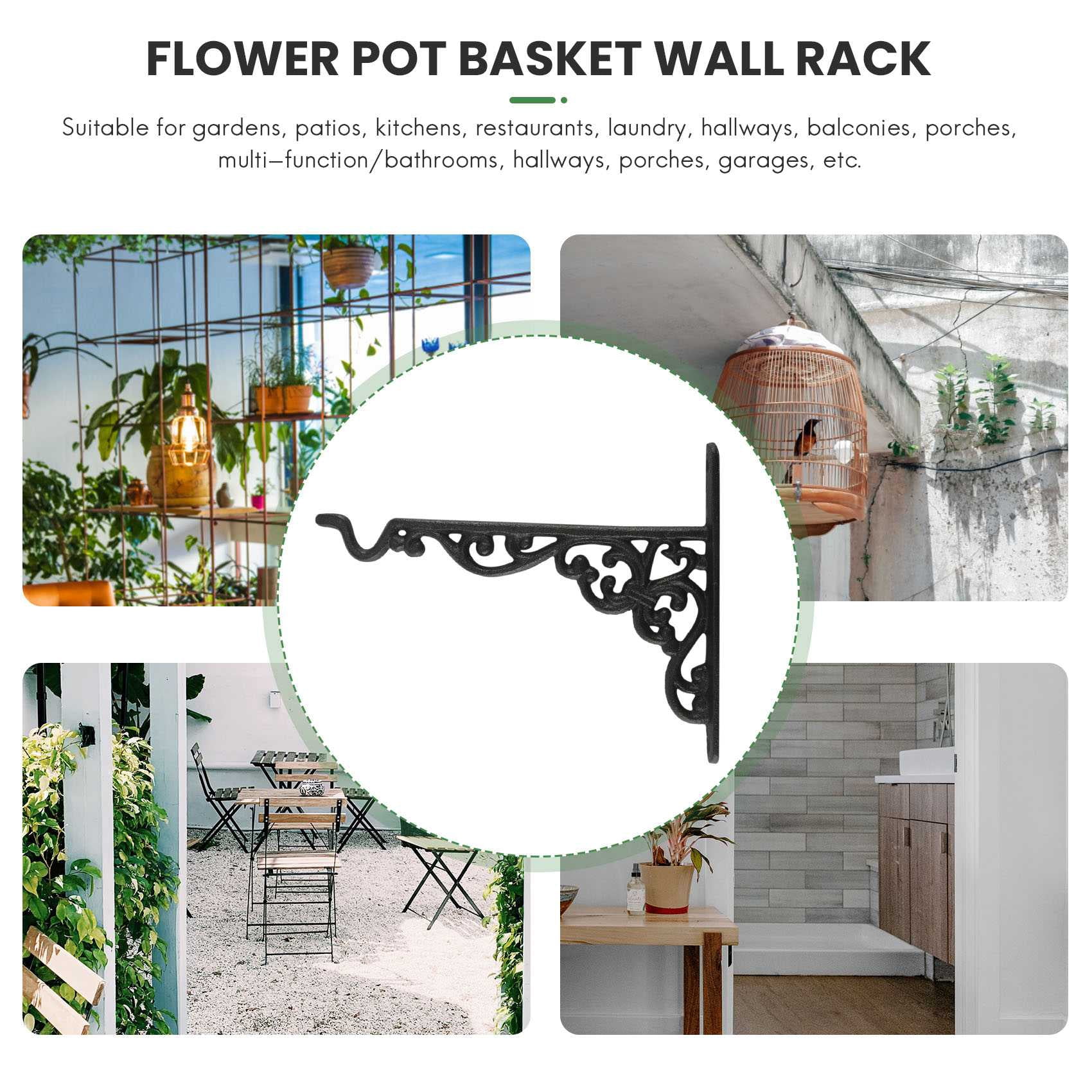 Crochet Mural Pour Plantes Suspendues - Support Fer Noir | Jardin, Balcon, Intérieur