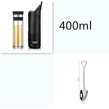 

Livesture 400ml Portable Double Wall Borosilica Glass Tea Infuser Bottle Of Water With Lid Filter Automobile Car Cup Blue with spoon 400ml