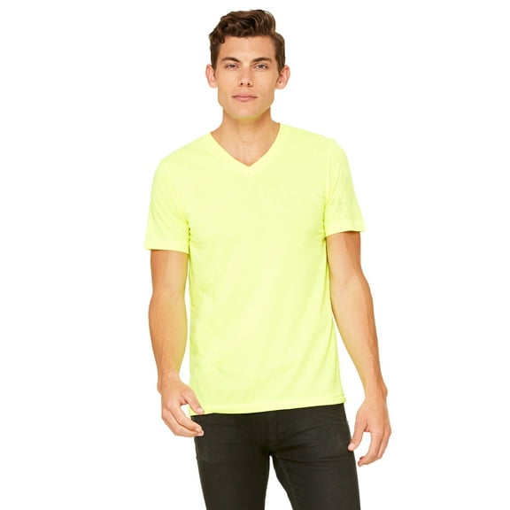 Unisex Jersey Short-Sleeve V-Neck T-Shirt - NEON YELLOW - M