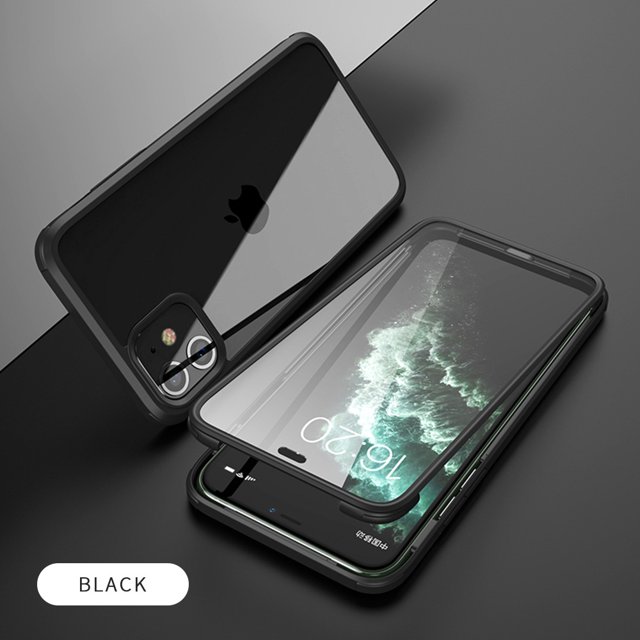 Estuche de vidrio templado con protector de pantalla incorporado y protector de lente de cámara para iPhone, cubierta de teléfono de cuerpo completo BANYUO Hogar