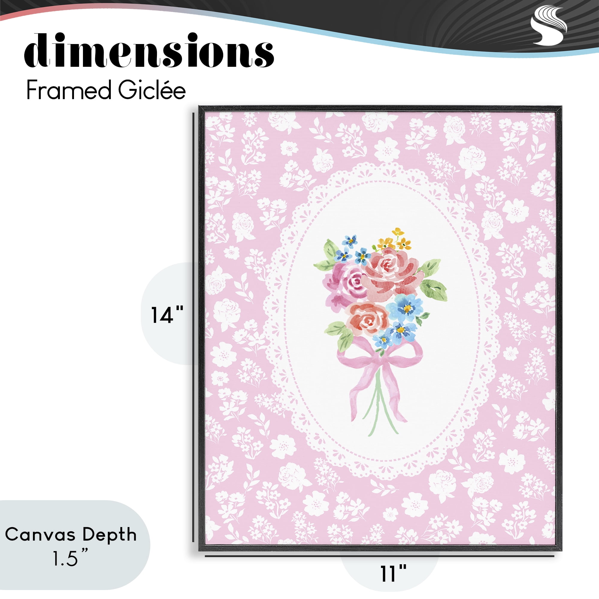 Stupell Industries Pink Feminine Bouquet Black Framed Giclee Art, design by Corinne Haig