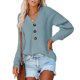 thumbnail image 1 of Jersey de manga larga con cuello de pico y botones para mujer, jersey de punto acanalado de Color liso, Jersey holgado informal, jersey XL TUNC Sencillez, 1 of 4