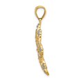 thumbnail image 2 of 14K Two-tone Gold Open Back Solid Polished Finish Diamond-cut Flower Charm Pendant, 2 of 4