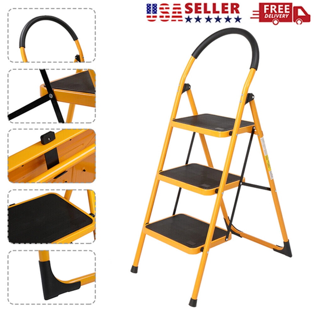 Clearance! 3 Step Ladder, Folding Step Stool for Adults with Handle