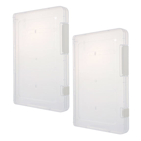 ibasenice 2-Pack White Plastic Storage Bins with Lids, Portable File Organizer Boxes for Home, Office, Business & School Use