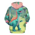 thumbnail image 3 of Dino Family Adventure 3D Print Hoodie Men Women Autumn Thin Pullover Sweatshirt Vintage Streetwear Tops, 3 of 6