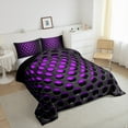thumbnail image 3 of Erosebridal Black And Purple Comforter Set King 3D Neon Geometric Bedding Sets Teen Women ,Abstract Geometry Honeycomb Bed Set Soft Lightweight Quilt Set For All Season,2 Pillow Cases, 3 of 7
