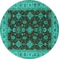 thumbnail image 1 of Ahgly Company Machine Washable Indoor Round Oriental Turquoise Blue Industrial Area Rugs, 3' Round, 1 of 4