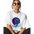 thumbnail image 2 of T Shirts for Women Short Sleeve Cotton Crewneck T-Shirt, Astronaut Skiing Sports Space Cartoon Tee Tops Casual Basic T-Shirts, XS-5XL White XS, 2 of 7