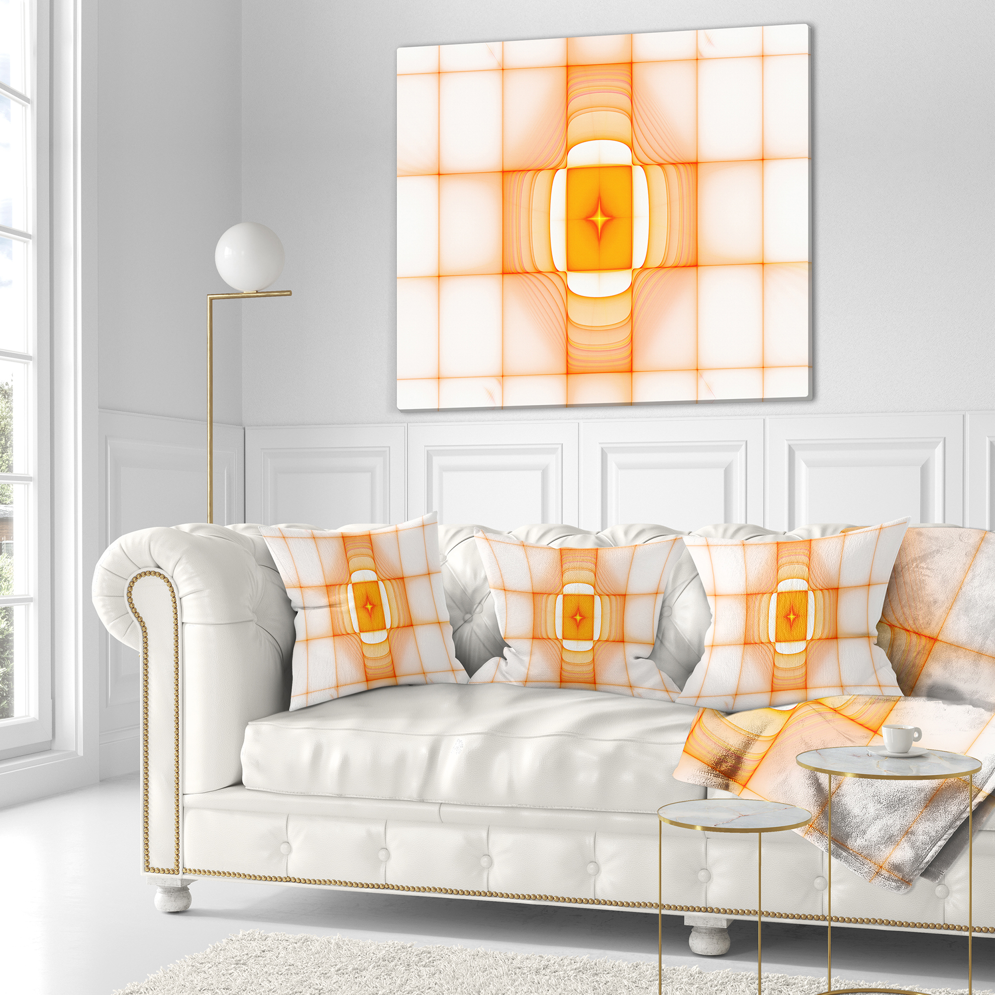 Designart Yellow Thermal Infrared Visor - Abstract Throw Pillow - 18x18