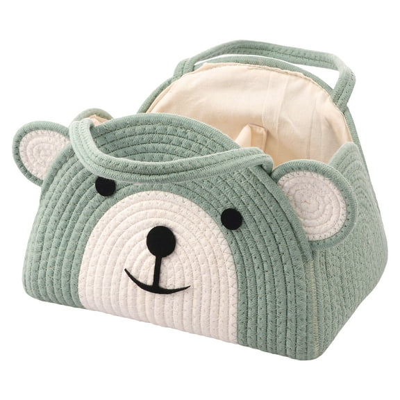 Grusce Baby Diaper Caddy Organizer Large Capacity Cartoon Cotton Rope Diaper Basket Nappy Caddy Storage Basket for Nursery Baby Shower Newborn